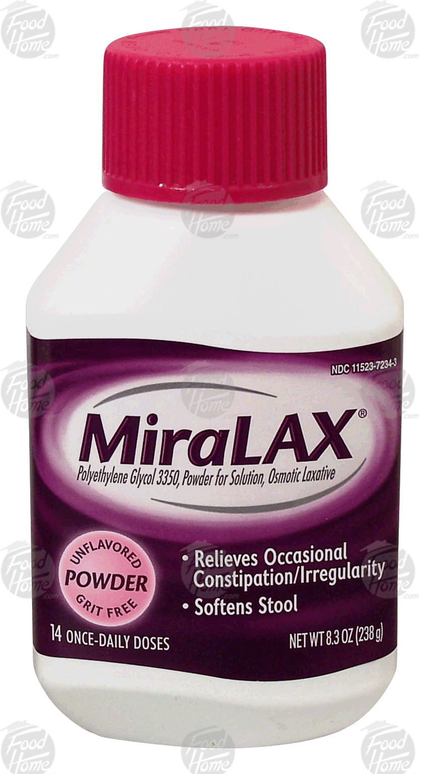 MiraLAX  laxative, relieves occasional constipation, softens stool, polyethylene glycol 350, 14 doses Full-Size Picture